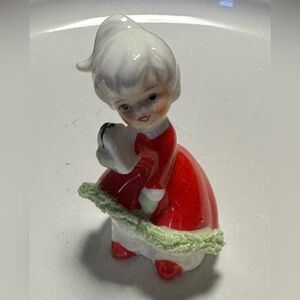 Vintage Ceramic Figurine in Red Dress